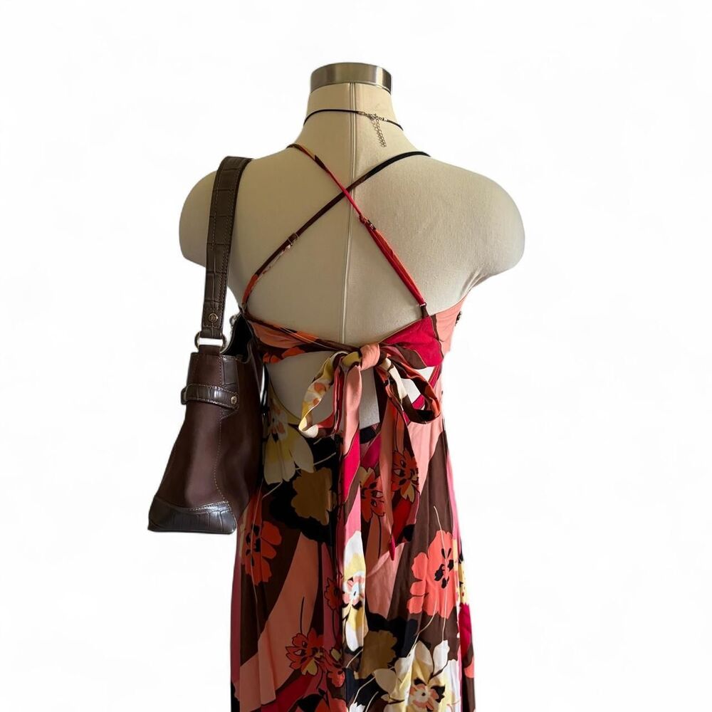 B. Darlin Y2K Floral Maxi Dress Pink Brown Black Stripe Fairycore Medium 1776514 - Picture 8 of 8